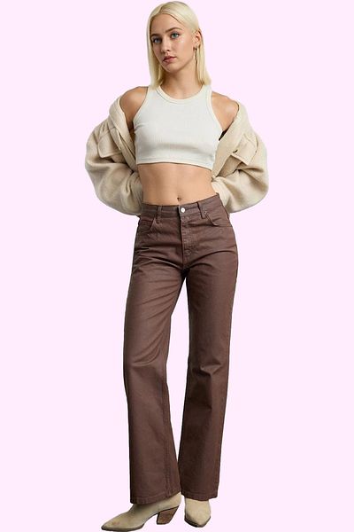 PayBuy Women's High Waist Wide Leg Long Pants Cotton Winter Seasons Daily Use Modern Design
