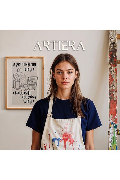 HİGUERA Tipografie Modernă Stil Italian Mediteranean Masa de Bucătărie Cu Cadru Din Lemn, Decorare Bucătărie Cafenea Bar
