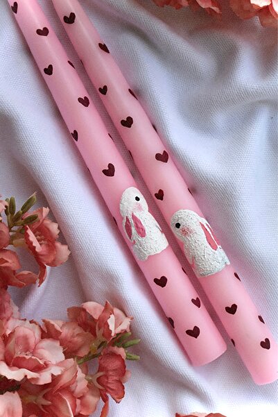 100% Handmade Cute Rabbit Pattern/2-Piece Candle Set with Animal Figure | Boxed Delivery