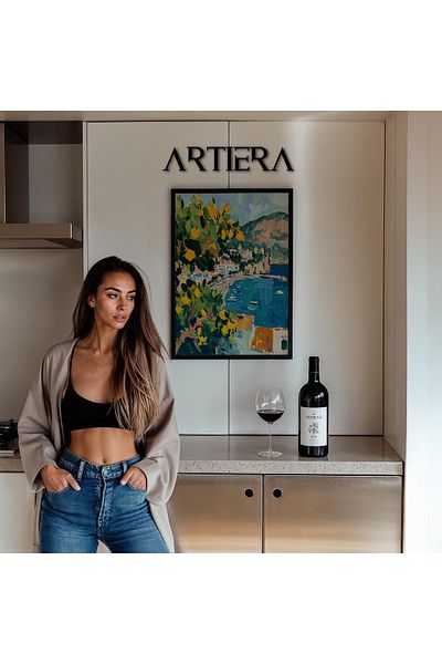 HİGUERA Masa de bucatarie cu rama din lemn in stil italian mediteranean modern Amalfi, decorare pentru bar cafenea bucatarie