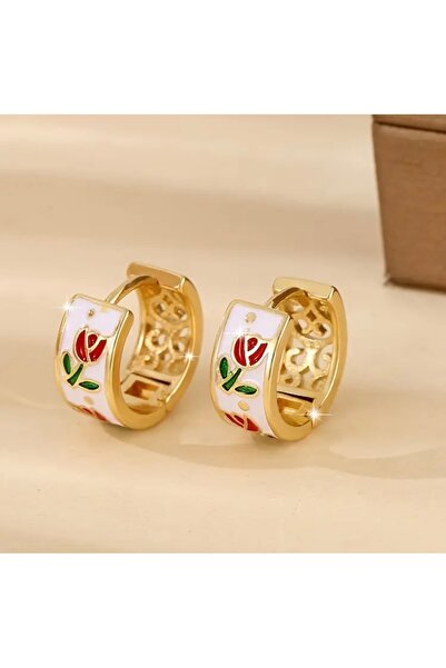 Accessories Hei White Red Tulip Hoop Daily Use Elegant Appearance Women's Earrings