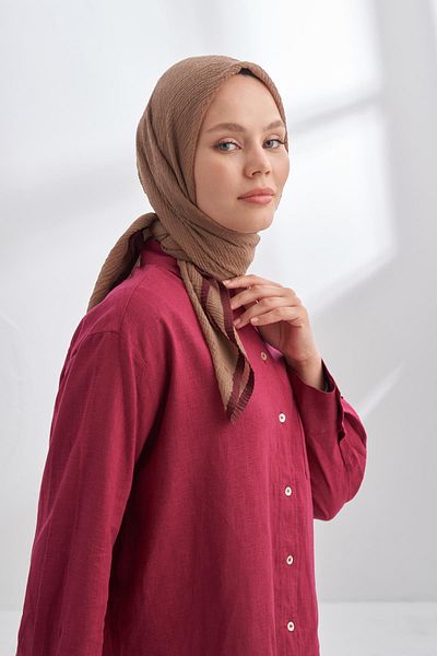 ARMANDA Muslin Piping Scarf 3353-Mink
