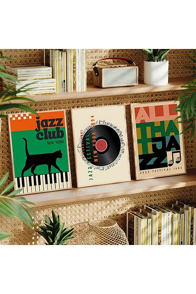 NT Handmade Natural Wood Framed Uv Print Jazz Club Wall Painting – Modern & Stylish Music Themed Wall Decor