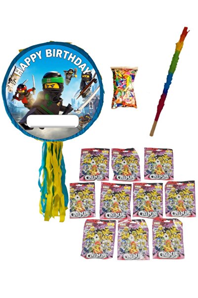 PinaStar Pinata Ninjago Star cu 10 figurine Ninja, bat si confetti, Pinastar.