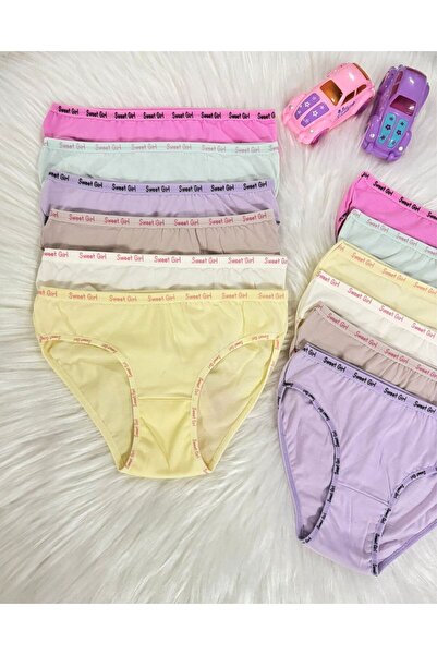 TatlıKids 12 ADET KIZ ÇOCUK RENKLİ YAZILI İÇ ÇAMAŞIRI