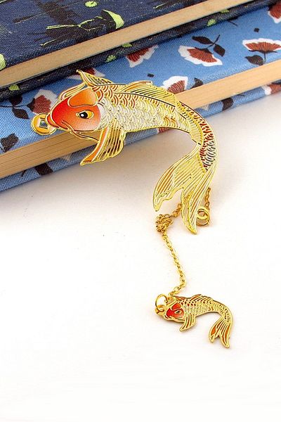Solfera Koi Fish Luck Fish Σελιδοδείκτης Μεταλλικός σελιδοδείκτης Σελιδοδείκτης με αλυσίδα AY059