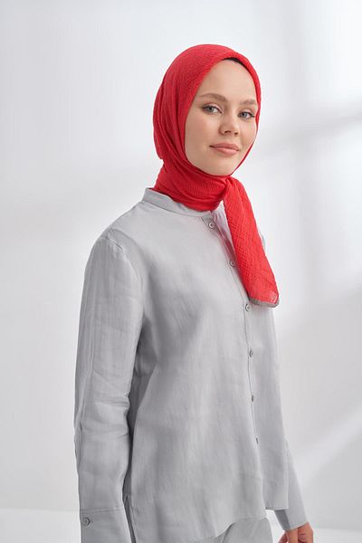 ARMANDA Muslin Piping Scarf 3353-Red