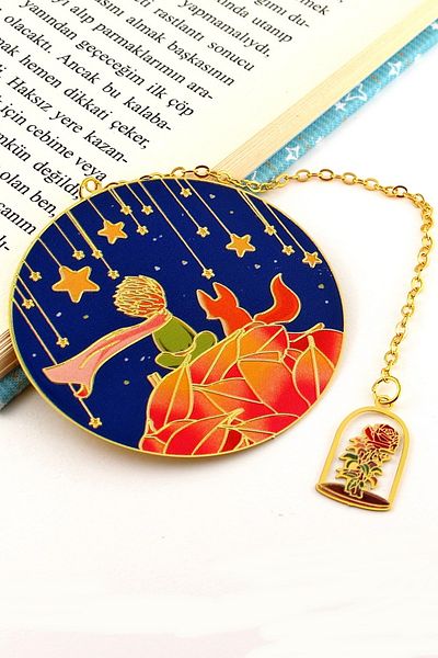 Solfera Micul Prinț Le Petit Prince Semn de carte Metal Bookmark Book Mark cu lanț AY057