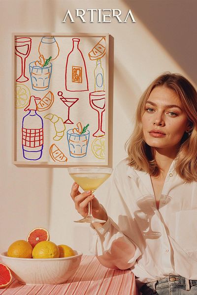 HİGUERA Cocktails Modern Stil Italian Mediterranean Masă de Bucătărie Cu Cadru Din Lemn, Decorare Bucătărie Cafenea Bar
