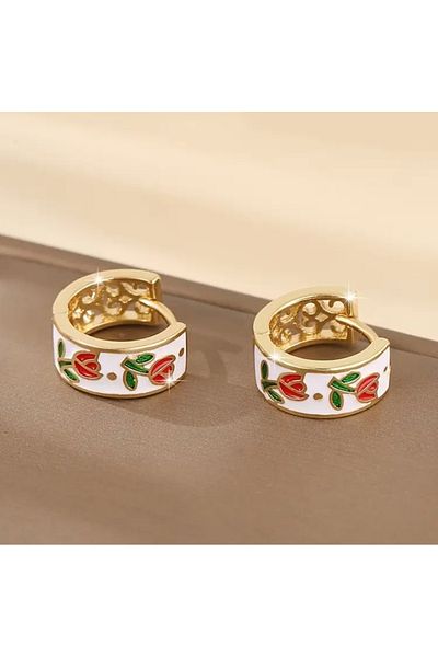 Accessories أقراط نسائية ذات مظهر رائع من Hei White Red Tulip Ring للاستخدام اليومي