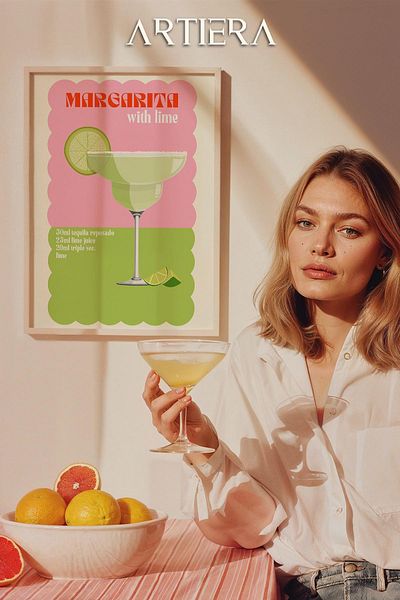 HİGUERA Cocktails Modern Stil Italian Mediterranean Masă de Bucătărie Cu Cadru Din Lemn, Decorare Bucătărie Cafenea Bar