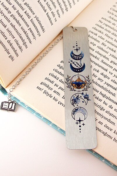 Solfera Moon Crescent Flower Stainless Steel Bookmark Metal Bookmark Bookmark with Chain Ay048