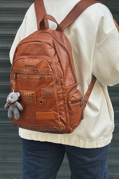 Just Polo Women's Large Size Imported Washable Leather School and Backpack Tote Bag