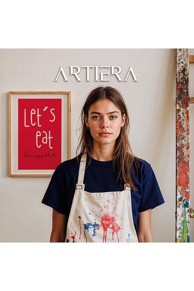 HİGUERA Tipografie Modernă Stil Italian Mediteranean Masa de Bucătărie Cu Cadru Din Lemn, Decorare Bucătărie Cafenea Bar