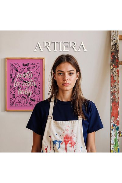 HİGUERA Tipografie Modernă Stil Italian Mediteranean Masa de Bucătărie Cu Cadru Din Lemn, Decorare Bucătărie Cafenea Bar