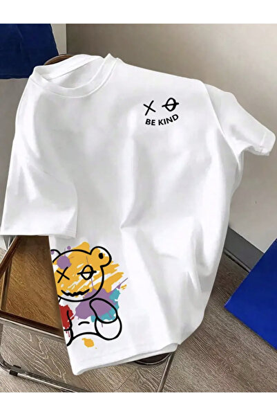 FUFLUNS TRIUC DE MARE DIMENSIUNE CU Gâtul Crew BE KIND A BEAR PRINTED