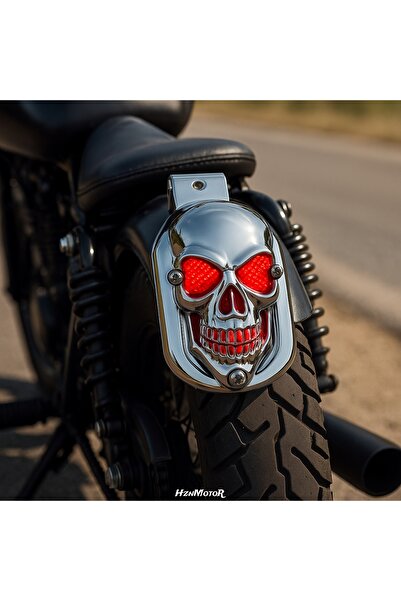 HZN MOTOR CG Uyumlu Kuru Kafa Stop – Ledli, Krom Kaplama Arka Lamba Arka Stop