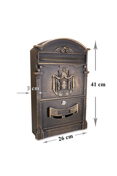 JollyMag Mailbox, aluminum, antique bronze, 25.5x9x41 cm