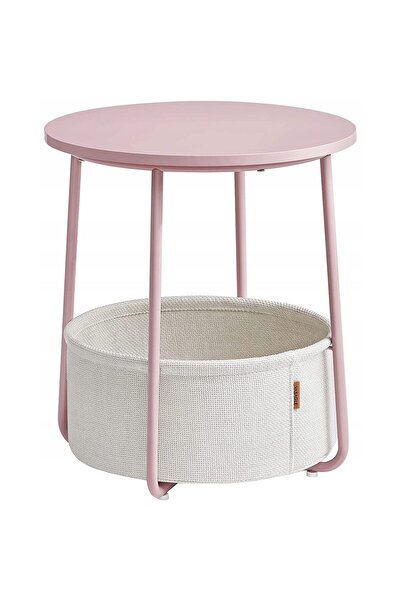 JollyMag Masa rotunda cu cos depozitare, pal, baza otel, roz si alb, 45x50 cm...