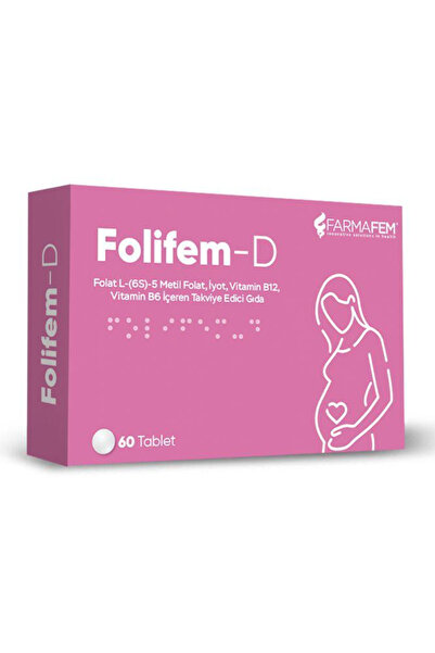 Farmafem İlaç Folifem-D 60 Tablet (Folat L-(65)-5 Metil Folat, Vitamin İçeren...