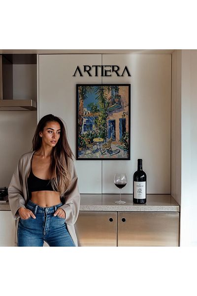HİGUERA Masa de bucatarie cu rama din lemn in stil italian mediteranean modern Amalfi, decorare pentru bar cafenea bucatarie