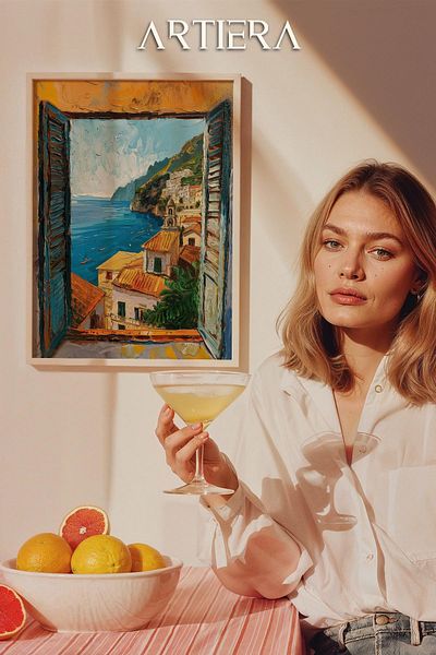 HİGUERA Masa de bucatarie cu rama din lemn in stil italian mediteranean modern Amalfi, decorare pentru bar cafenea bucatarie