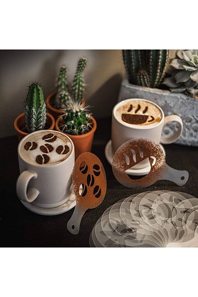 JollyMag Set 16 sabloane reutilizabile pentru ornarea desertului sau a cafelei