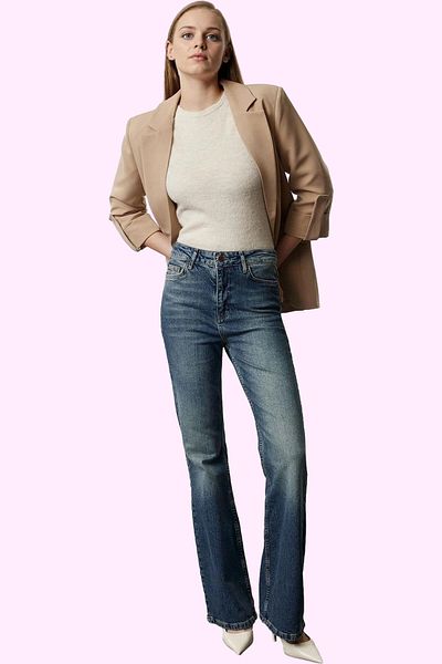 PayBuy Women's High Waist Long Length Flare Jean Pants Cotton Daily Combinations Summer Months' Must-Have