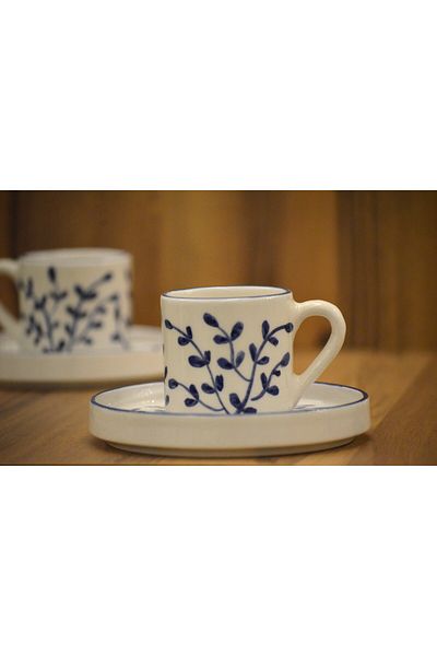 arı çini seramik Ceramic 2 Cup Set, Modern Handmade Cup Set