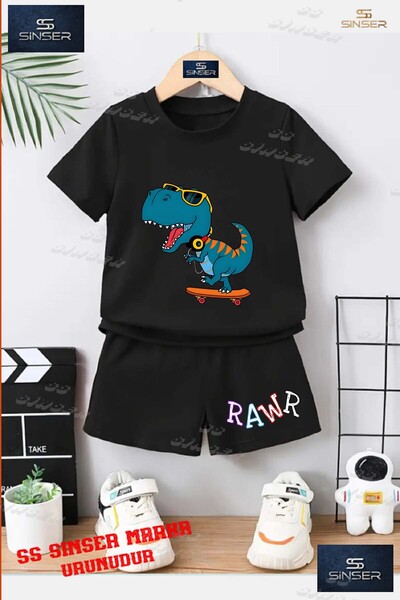 SS SİNSER Tricou cu gât rotund cu imprimeu special „RAWR DINO SKATEBOARDING” ...