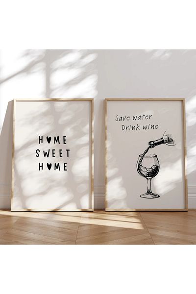 NT Handmade Natural Wooden Framed Uv Printing Home Sweet Home Wall Painting Modern Stylish Kitchen Coffee Corner Decor