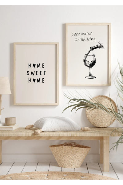 NT Handmade Natural Wooden Framed Uv Printing Home Sweet Home Wall Painting Modern Stylish Kitchen Coffee Corner Decor