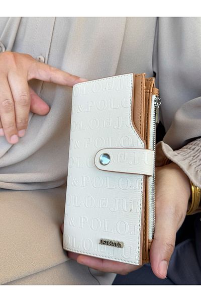 Just Polo JP Дамски кремав портфейл JUST POLO с много отделения за монети и карти