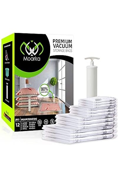 The Bros مجموعة من 12 كيس تخزين مفرغ من الهواء مع مضخة يدوية، للاستخدام في ال...