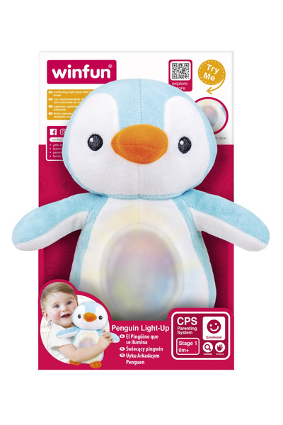 WINFUN Modrá hračka tučniaka so zvukmi a svetlami pre bábätká,