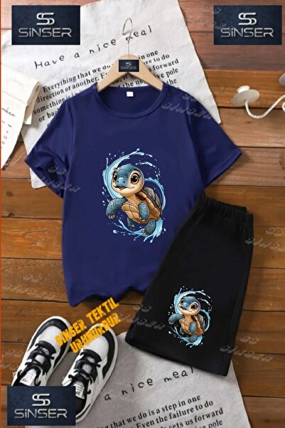 SS SİNSER Children's Unisex “Karetta Karetta in Water“ Special Printed Crew N...