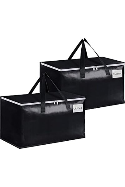 The Bros حقيبتان كبيرتان متينتان للنقل مزودتان بسحّاب ومقابض وجيوب ملصقات للفراش والسفر، لون أسود