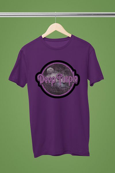 MAGORS Deep Purple Printed Cotton Short Sleeve Regular Fit Rock Tshirt
