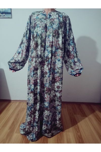 hoaryage Robadan Rochie pentru mama cu mâneci lungi 100% viscoză cu flori de imprimare, rochie de rugăciune, rochie hijab