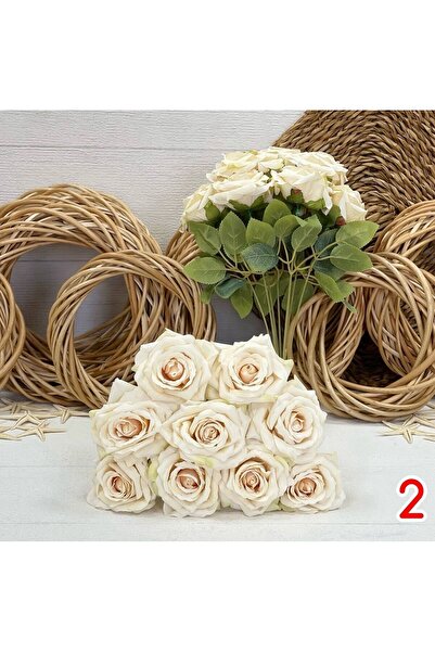 KOZALILAR Yapay Çiçek 9'lu Pastel Kıvrık Gül Demeti