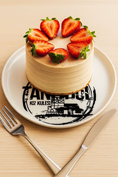 Funny Life Cake Plate Mug Gifted Istanbul Maiden's Tower Patterned 22 cm