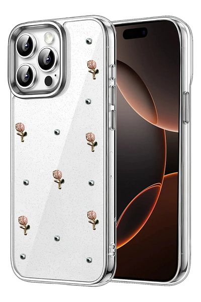 cepmoda iPhone "14 Pro Max" Case "Flower" Pattern Luxury Camera Protruding 3D Epoxy Transparent Cover |   No:5