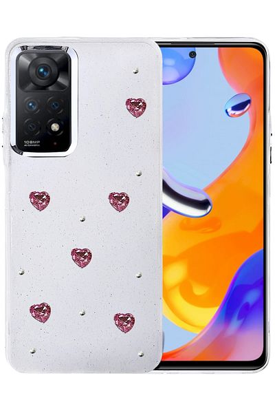 cepmoda Xiaomi Redmi "Note 11 Pro" Case "Red Heart" Pattern Luxury Camera Protruding 3D Cover |   No:4