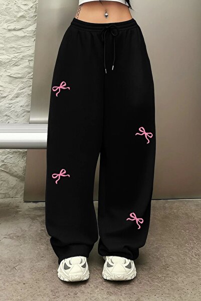 Violon Φαρδύ αθλητικό παντελόνι με στάμπα με κορδέλα