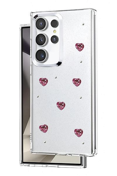 cepmoda Samsung Galaxy "S24 Ultra" Case "Red Heart" Patterned Luxury Camera Protruding 3D Cover |   No:4