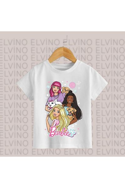 Elvino Tricouri pentru fete din bumbac imprimat Barbie