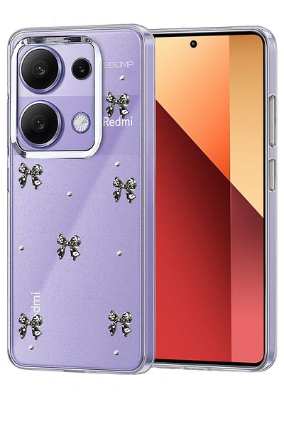 cepmoda Xiaomi Redmi "Note 13 Pro 4g" Case "Black Bow" Pattern Luxury Camera Protruding Cover |   No:10