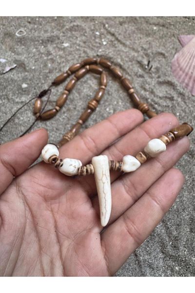 Bohem Shop Handmade Stoned Ivory Bohemian Wooden Natural Necklace Men/Women Ethnic Hippie