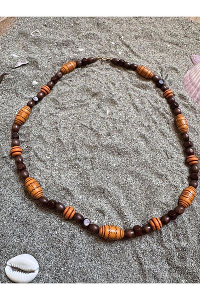 Bohem Shop Handmade Stoned Ivory Bohemian Wooden Natural Necklace Men/Women Ethnic Hippie