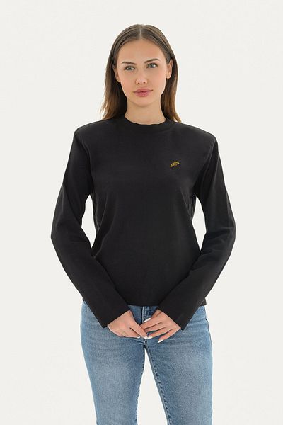 qanpaq Tumecy - Black Women's Embroidered Snap Padded Long Sleeve Basic